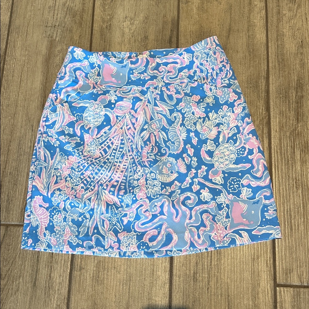 Lilly Pulitzer Blue and Pink Printed A-Line Skort